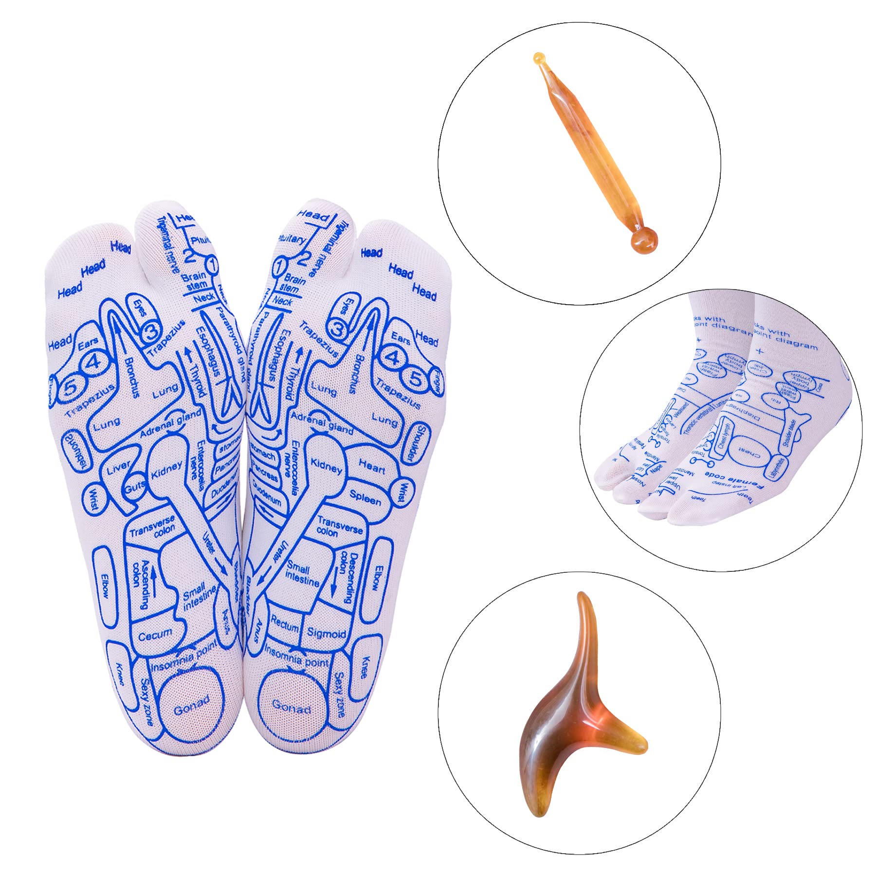 Acupressure Reflexology Foot Massager Socks with Massage Stick