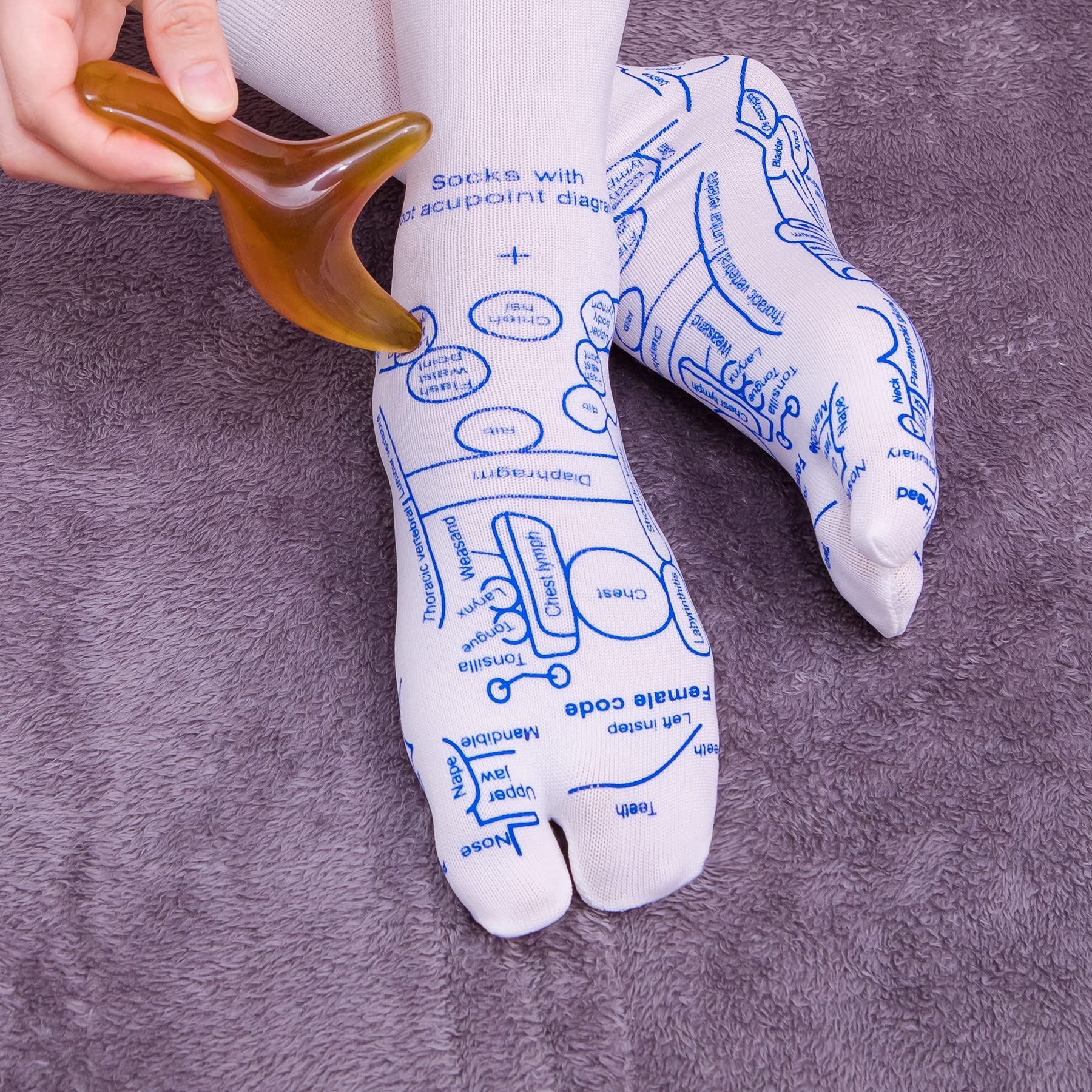Acupressure Reflexology Foot Massager Socks with Massage Stick
